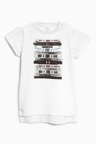 White Tape Print T-Shirt (3-16yrs)